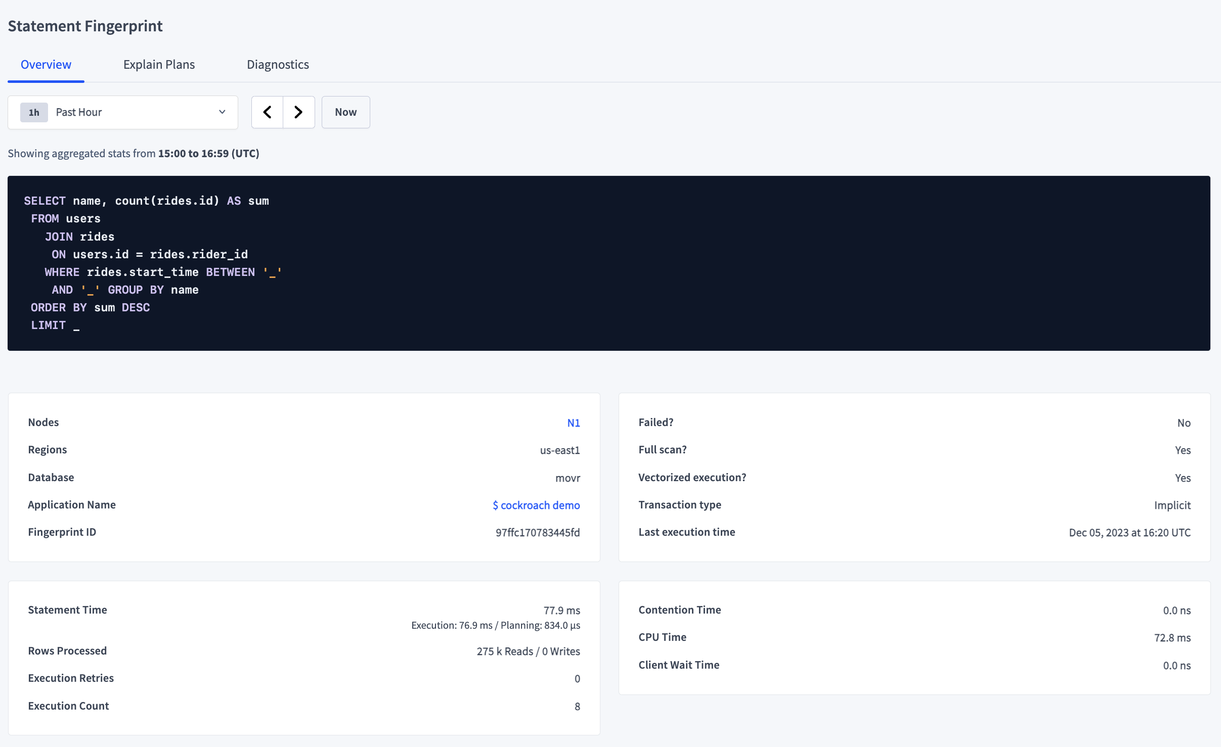 Statement fingerprint overview